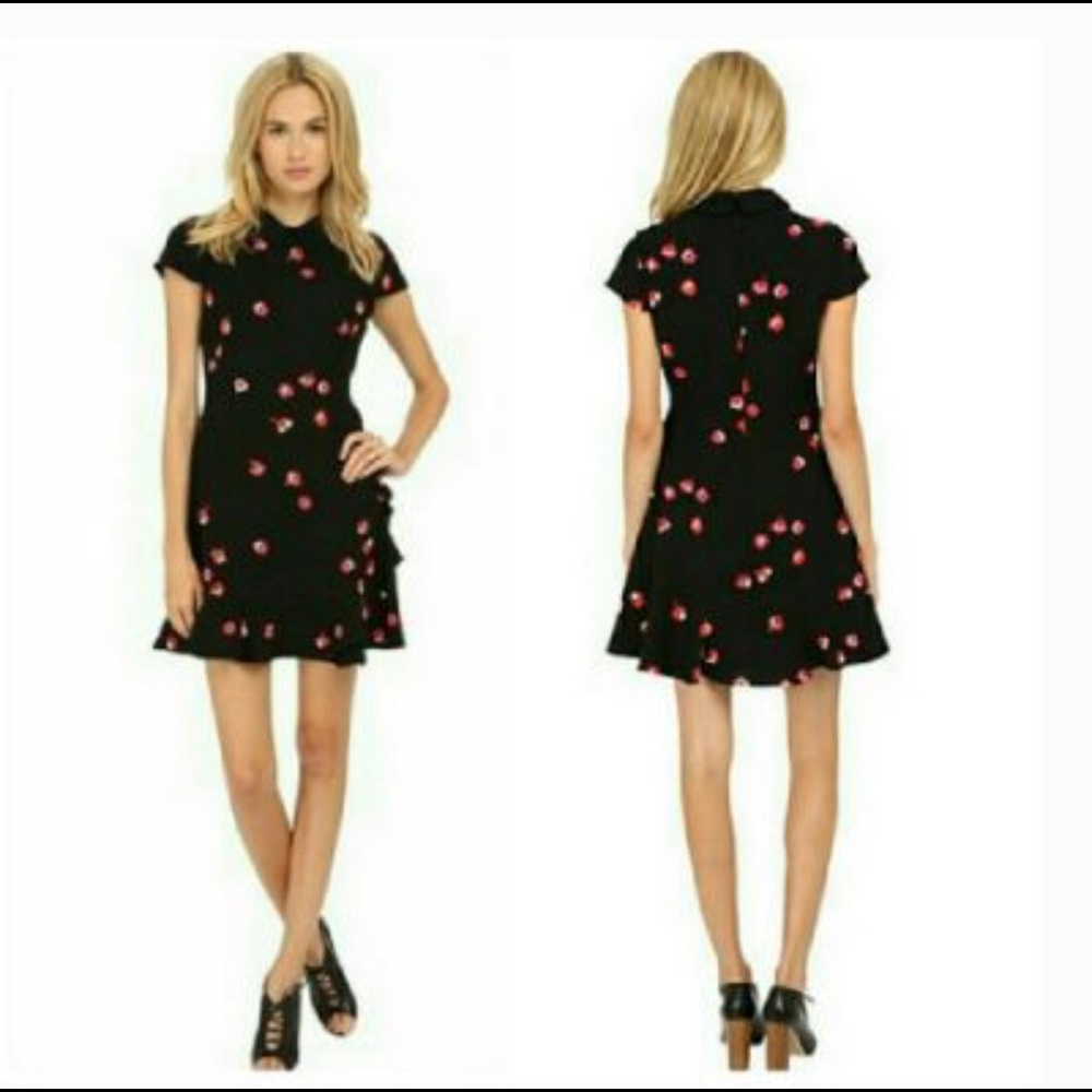Kate Spade Floral Print Ruffle Collared Dress